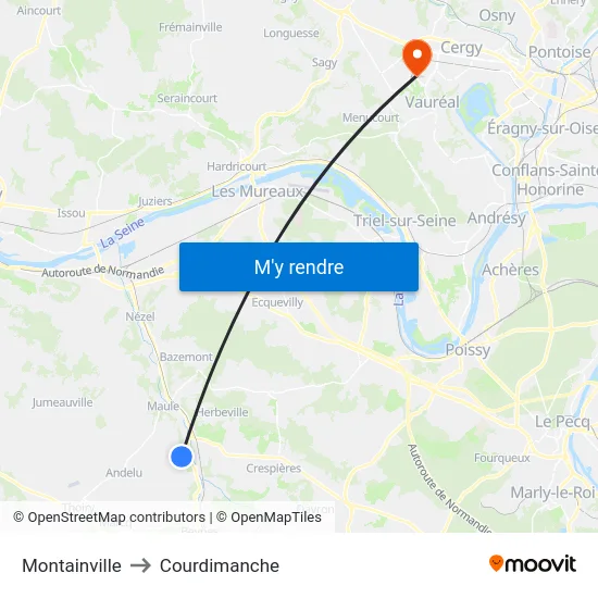 Montainville to Courdimanche map