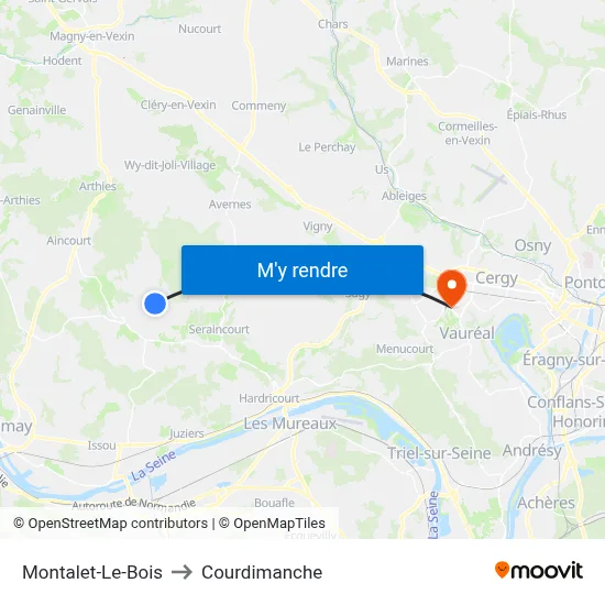 Montalet-Le-Bois to Courdimanche map