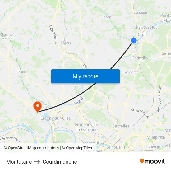 Montataire to Courdimanche map