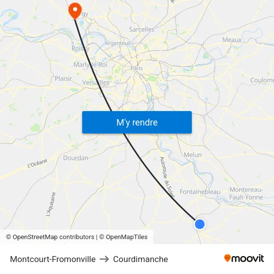 Montcourt-Fromonville to Courdimanche map