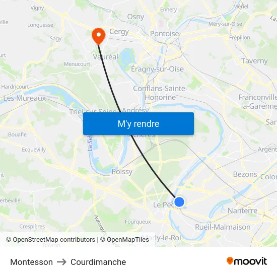 Montesson to Courdimanche map