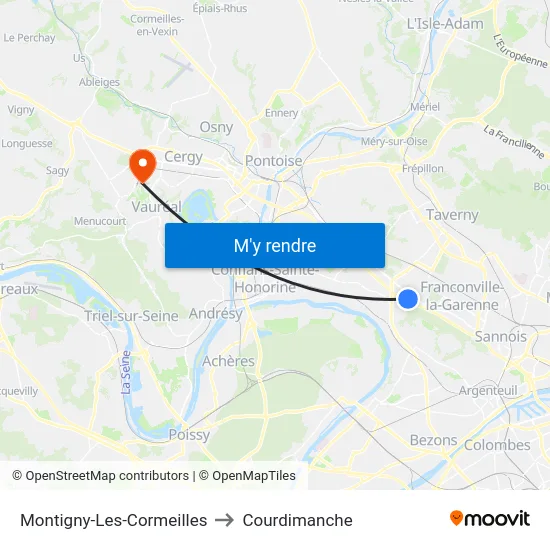 Montigny-Les-Cormeilles to Courdimanche map
