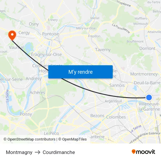 Montmagny to Courdimanche map