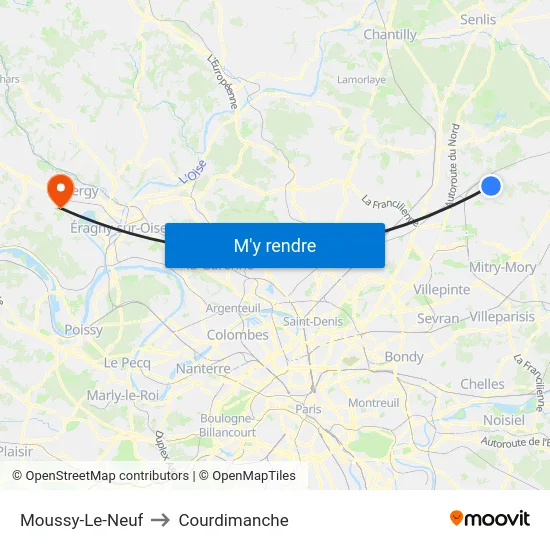 Moussy-Le-Neuf to Courdimanche map
