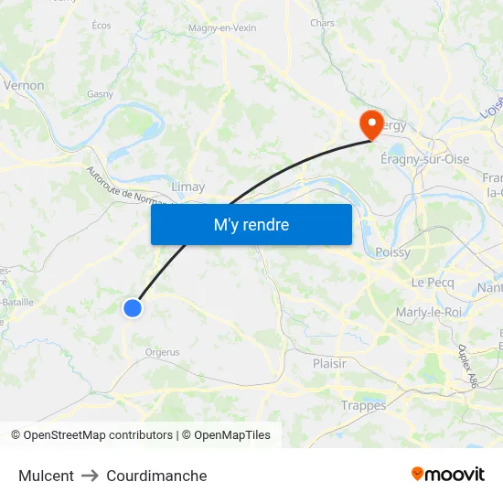 Mulcent to Courdimanche map