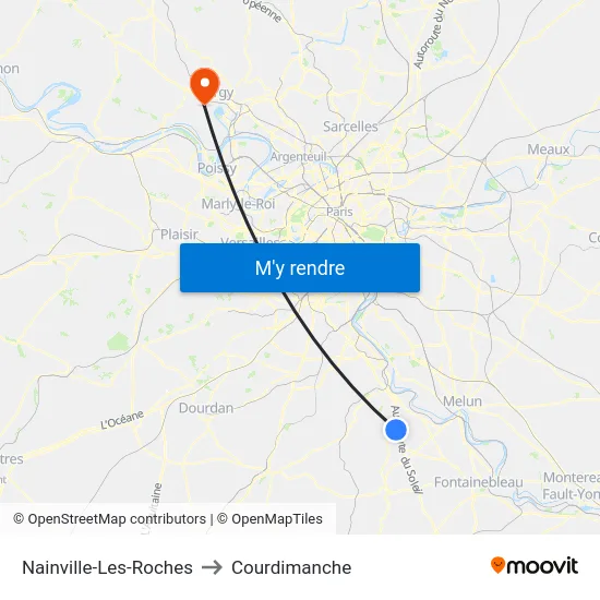 Nainville-Les-Roches to Courdimanche map