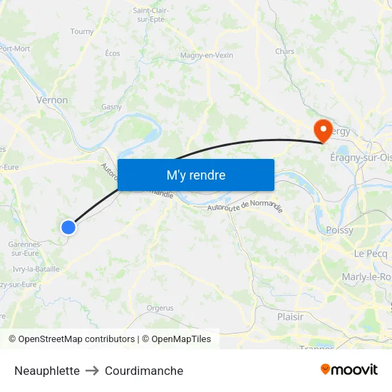 Neauphlette to Courdimanche map