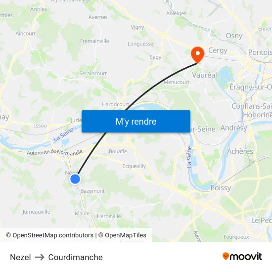 Nezel to Courdimanche map
