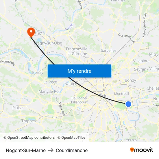 Nogent-Sur-Marne to Courdimanche map