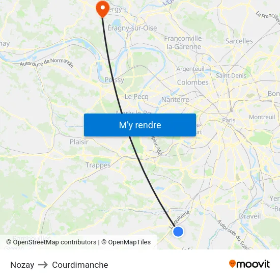 Nozay to Courdimanche map