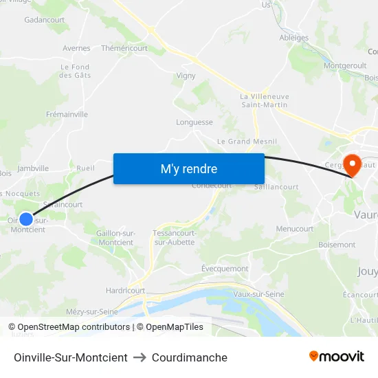 Oinville-Sur-Montcient to Courdimanche map