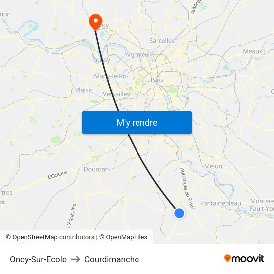 Oncy-Sur-Ecole to Courdimanche map