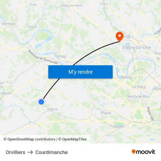 Orvilliers to Courdimanche map