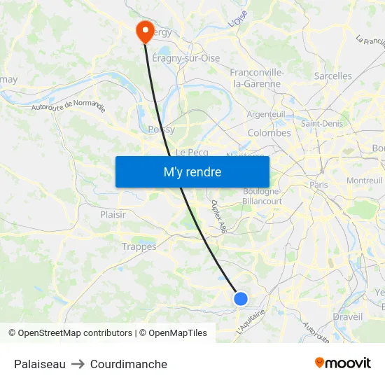 Palaiseau to Courdimanche map