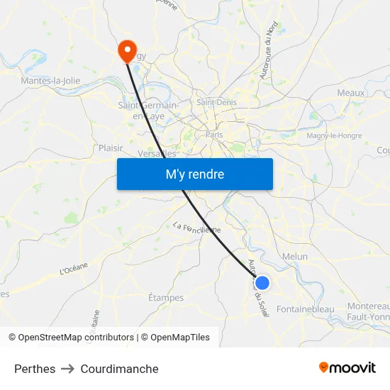 Perthes to Courdimanche map