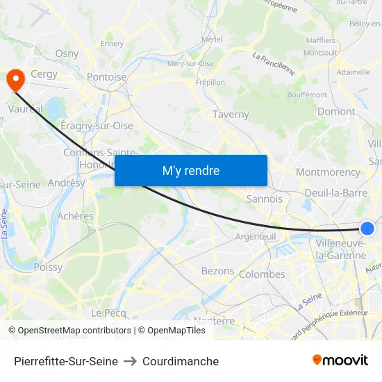 Pierrefitte-Sur-Seine to Courdimanche map