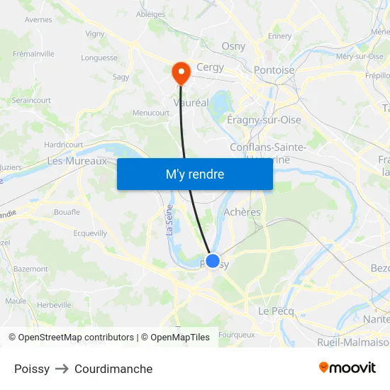 Poissy to Courdimanche map