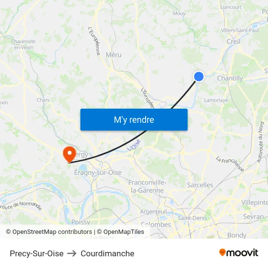 Precy-Sur-Oise to Courdimanche map