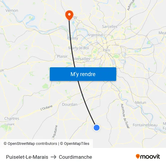Puiselet-Le-Marais to Courdimanche map