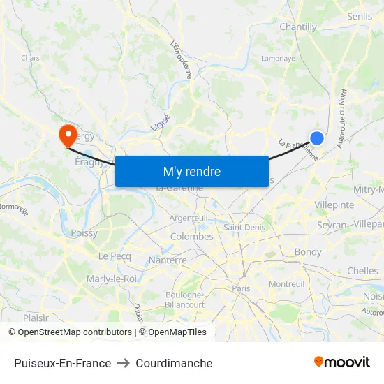 Puiseux-En-France to Courdimanche map