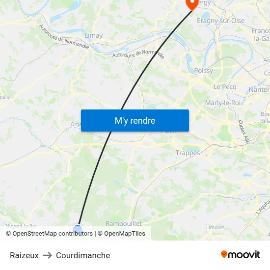 Raizeux to Courdimanche map