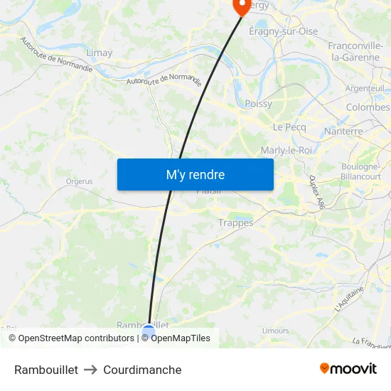 Rambouillet to Courdimanche map