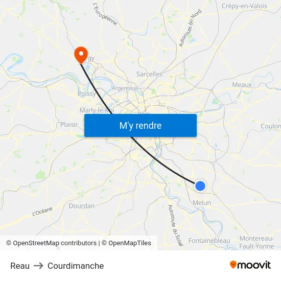 Reau to Courdimanche map