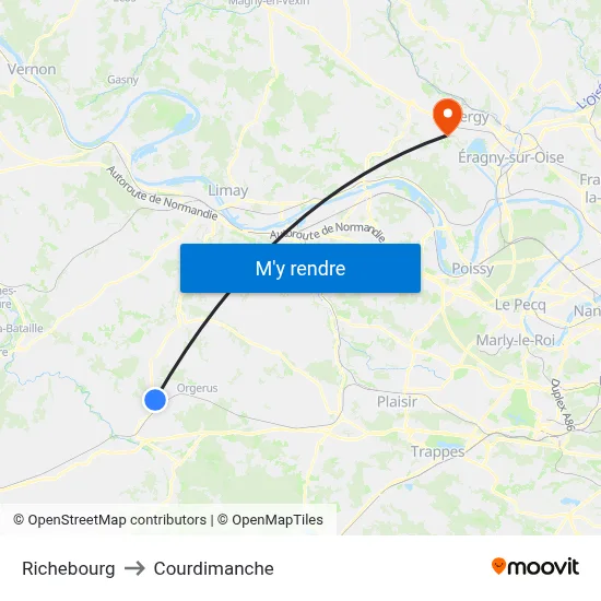 Richebourg to Courdimanche map