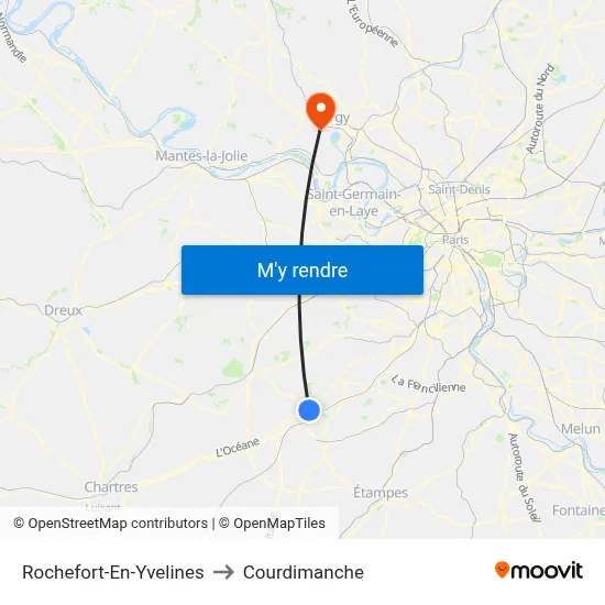 Rochefort-En-Yvelines to Courdimanche map