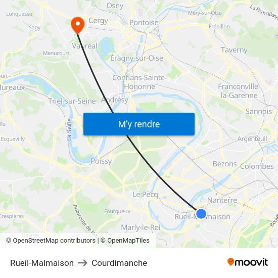 Rueil-Malmaison to Courdimanche map