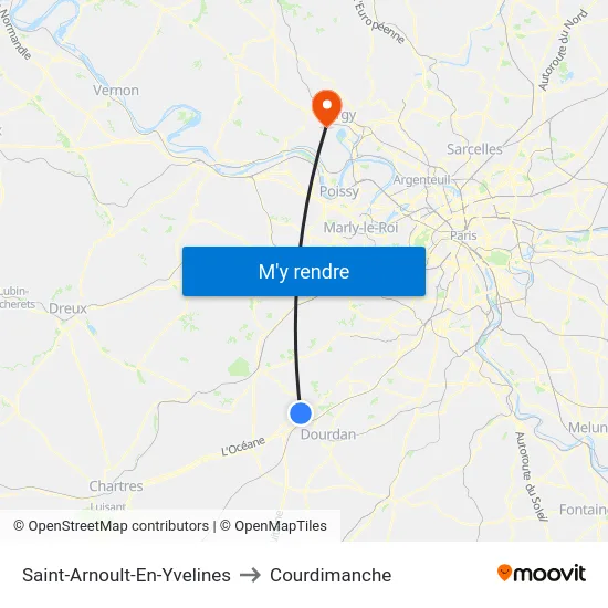 Saint-Arnoult-En-Yvelines to Courdimanche map