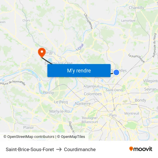 Saint-Brice-Sous-Foret to Courdimanche map