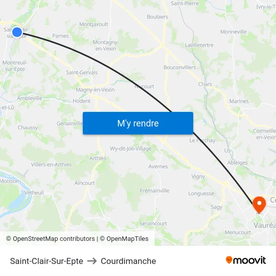 Saint-Clair-Sur-Epte to Courdimanche map
