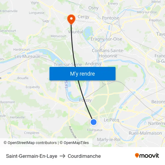 Saint-Germain-En-Laye to Courdimanche map