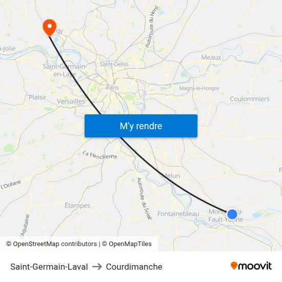 Saint-Germain-Laval to Courdimanche map