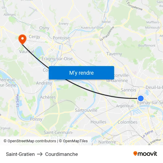Saint-Gratien to Courdimanche map