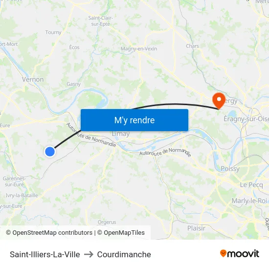 Saint-Illiers-La-Ville to Courdimanche map