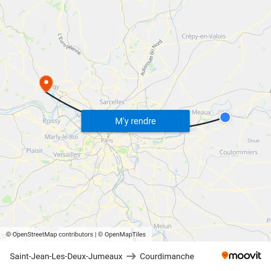 Saint-Jean-Les-Deux-Jumeaux to Courdimanche map