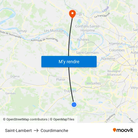 Saint-Lambert to Courdimanche map