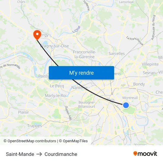 Saint-Mande to Courdimanche map