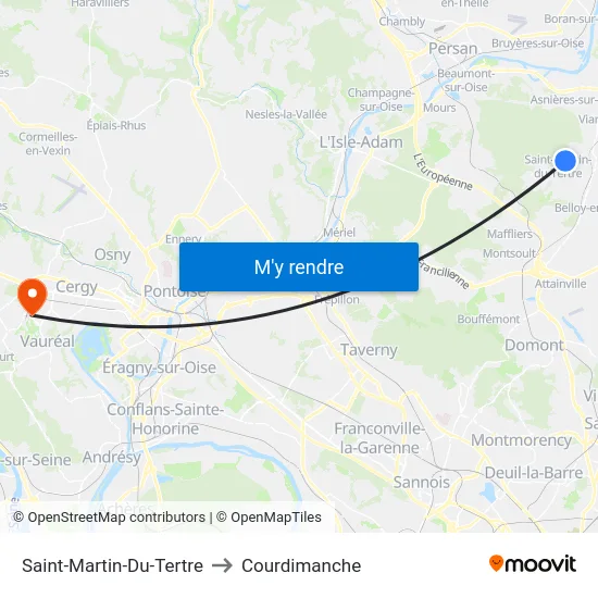 Saint-Martin-Du-Tertre to Courdimanche map