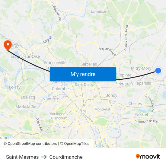 Saint-Mesmes to Courdimanche map
