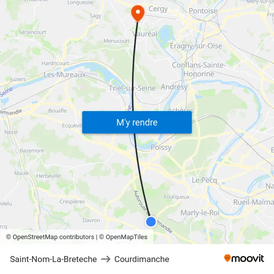 Saint-Nom-La-Breteche to Courdimanche map