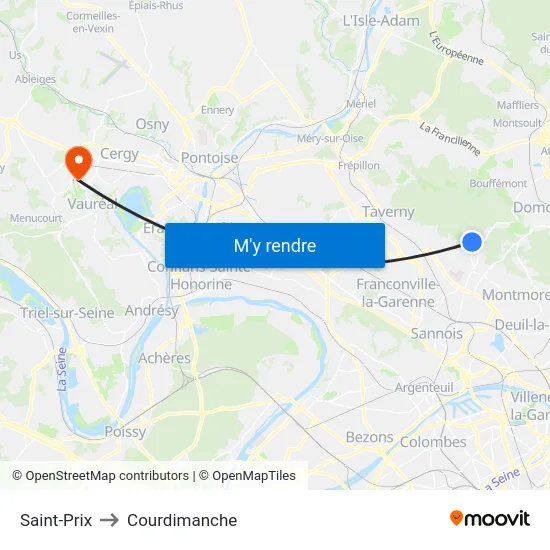 Saint-Prix to Courdimanche map