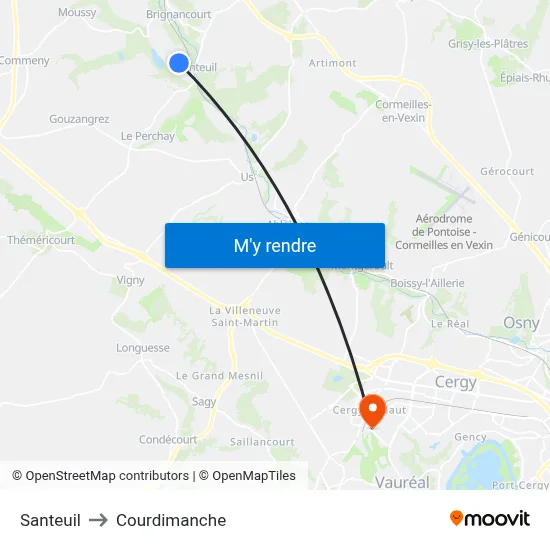 Santeuil to Courdimanche map