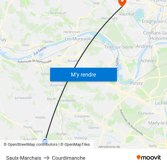 Saulx-Marchais to Courdimanche map