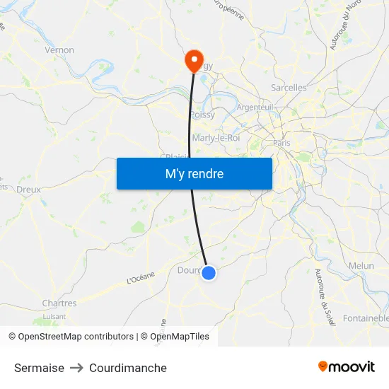 Sermaise to Courdimanche map