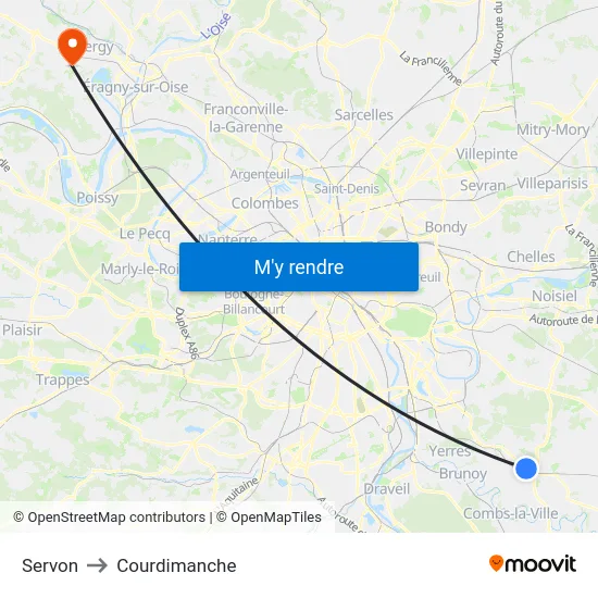 Servon to Courdimanche map