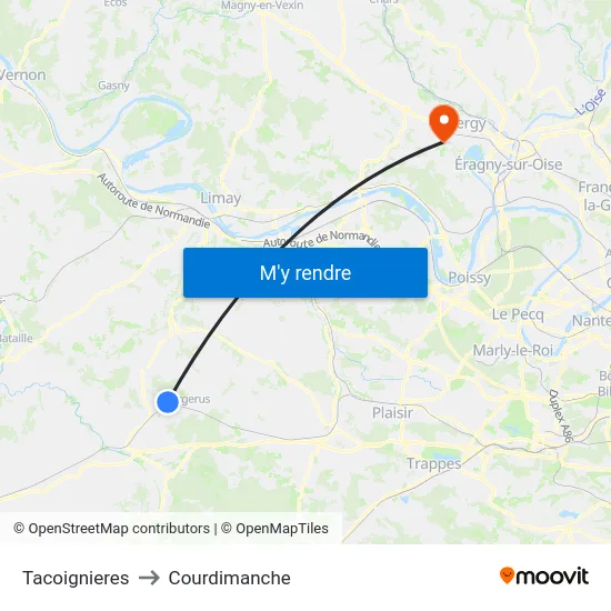 Tacoignieres to Courdimanche map
