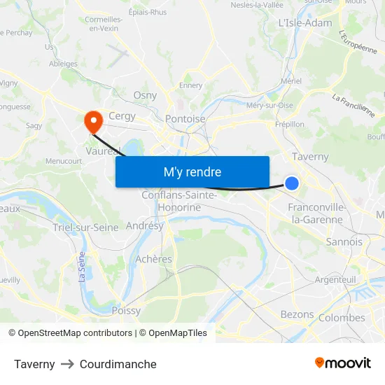 Taverny to Courdimanche map